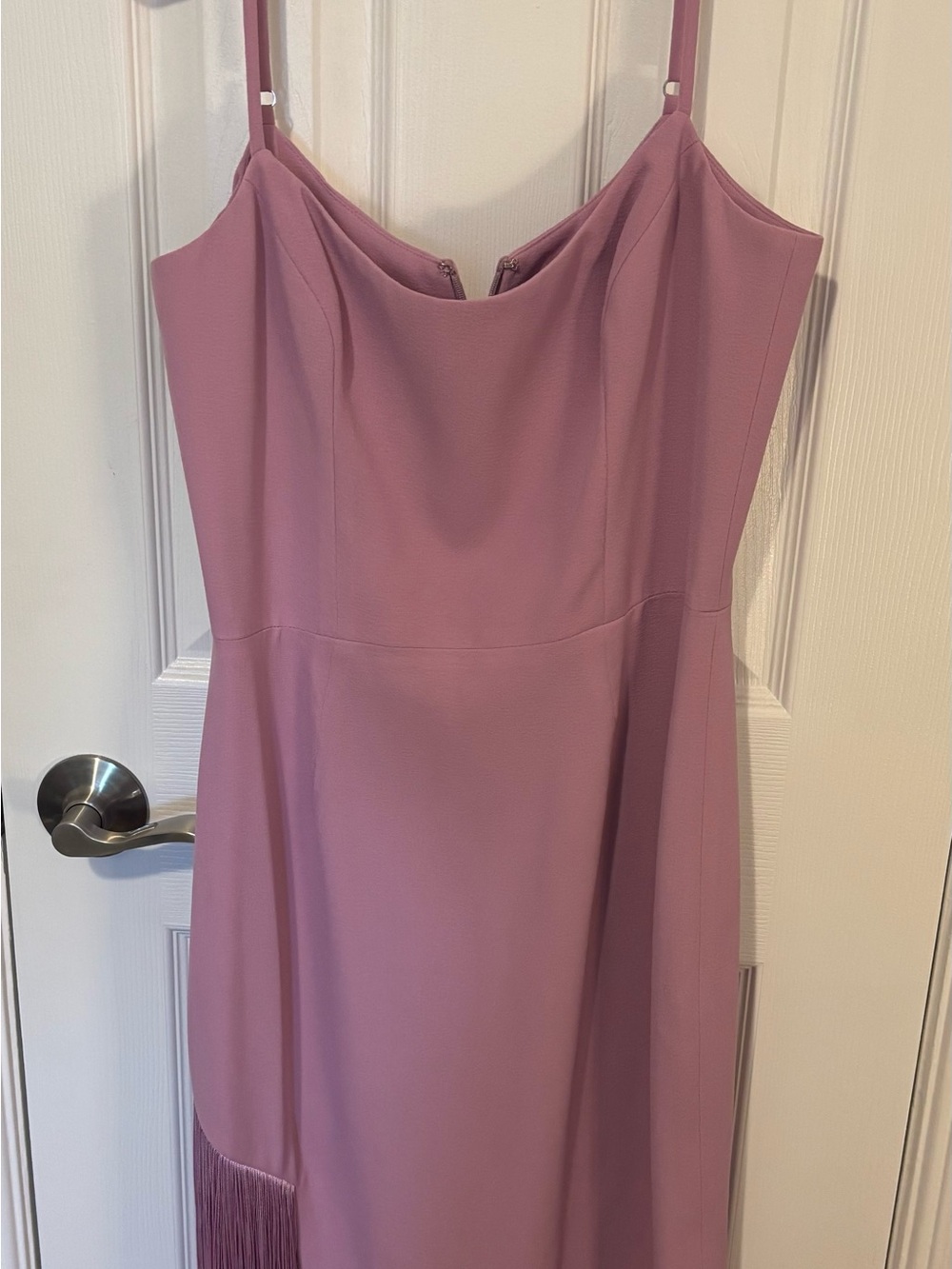 Dress the Population Dusty Purple Midi Slip Dress with Fringe